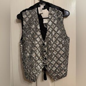 RARE FIND! Vintage Silver Sequin Vest w Tags